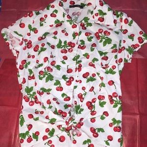 Laura Byrnes Black Label cherry blouse